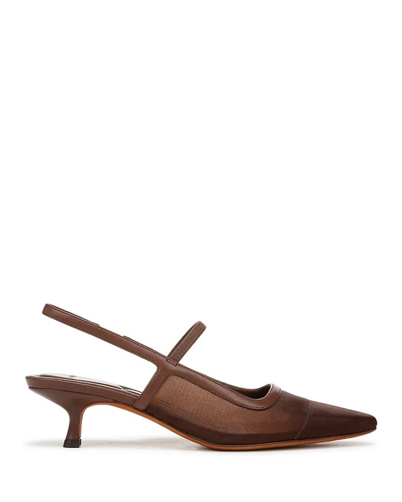 Women's Venice Pointed Toe Mesh Kitten Heel Slingback Pumps