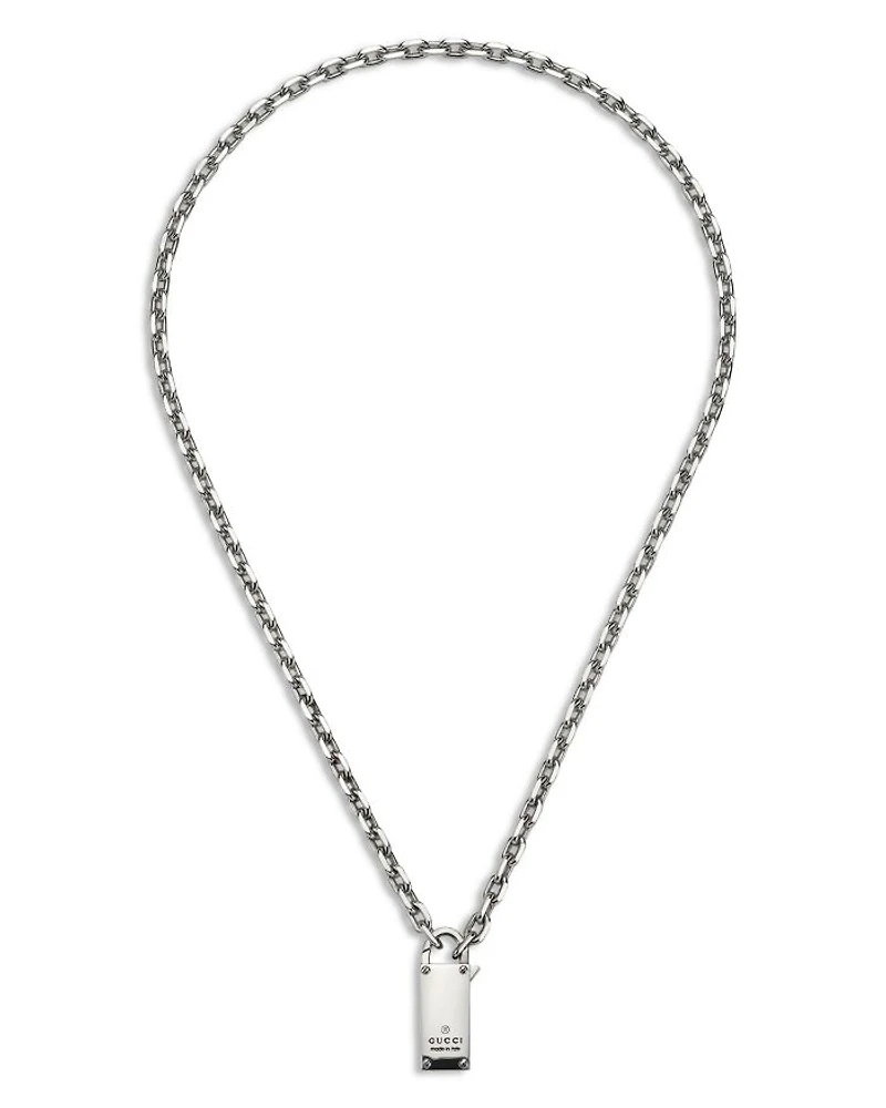 Sterling Silver Trademark Lock Clasp Pendant Necklace, 20"