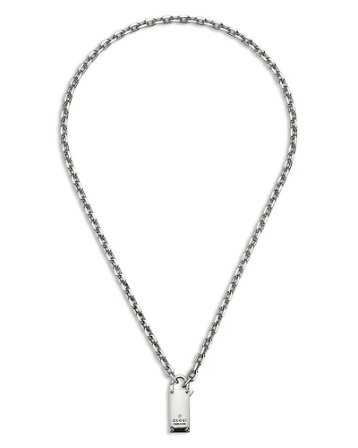 Sterling Silver Trademark Lock Clasp Pendant Necklace, 20"