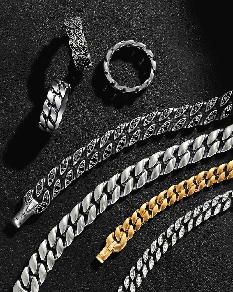 Men's Curb Chain Bracelet Sterling Silver, 11.5mm