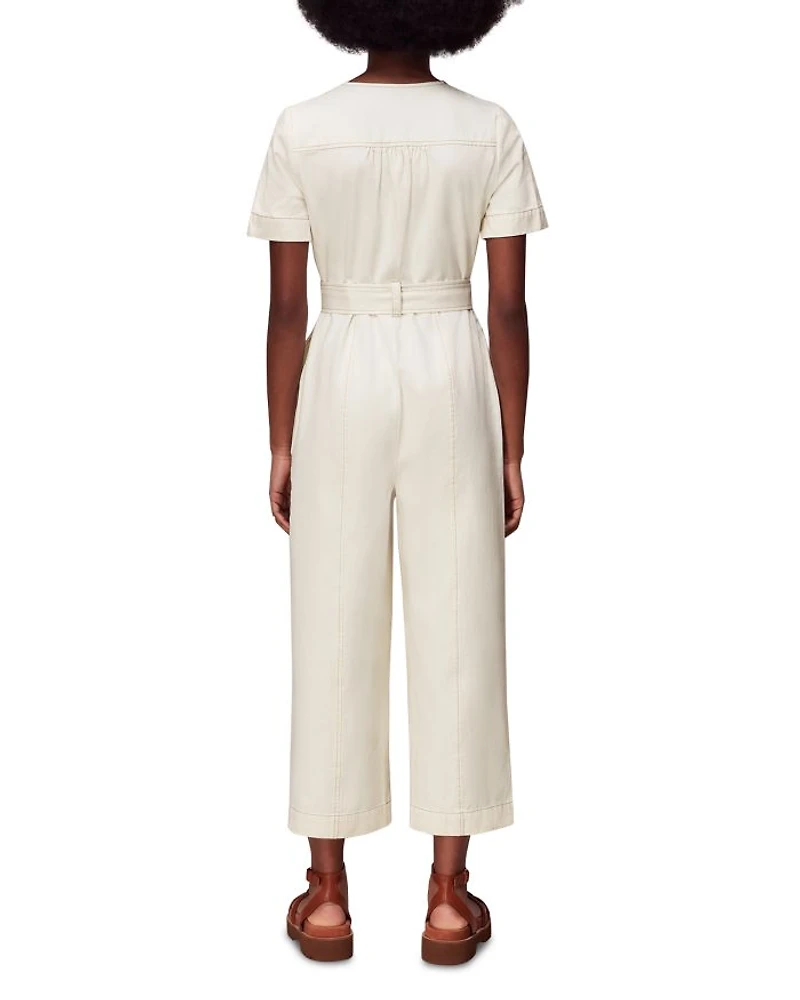 Zip Front Denim Jumpsuit