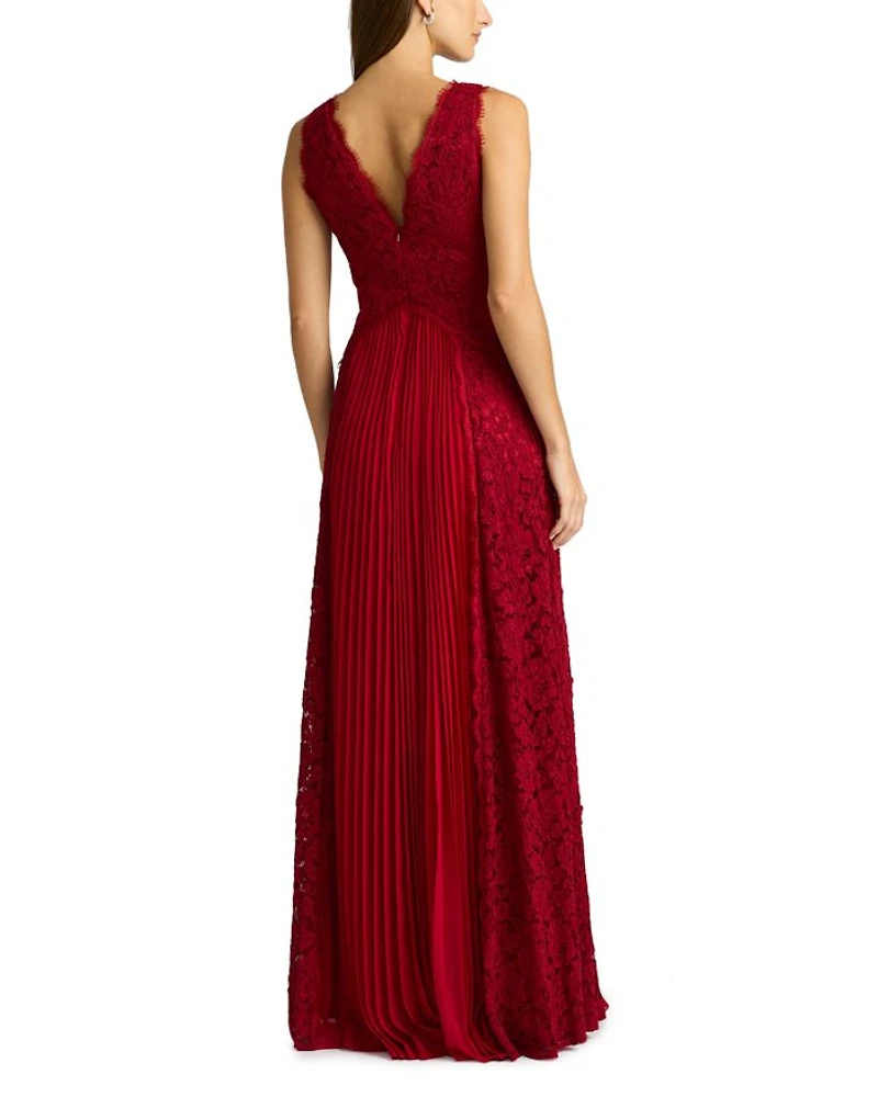 Pleated Lace Gown