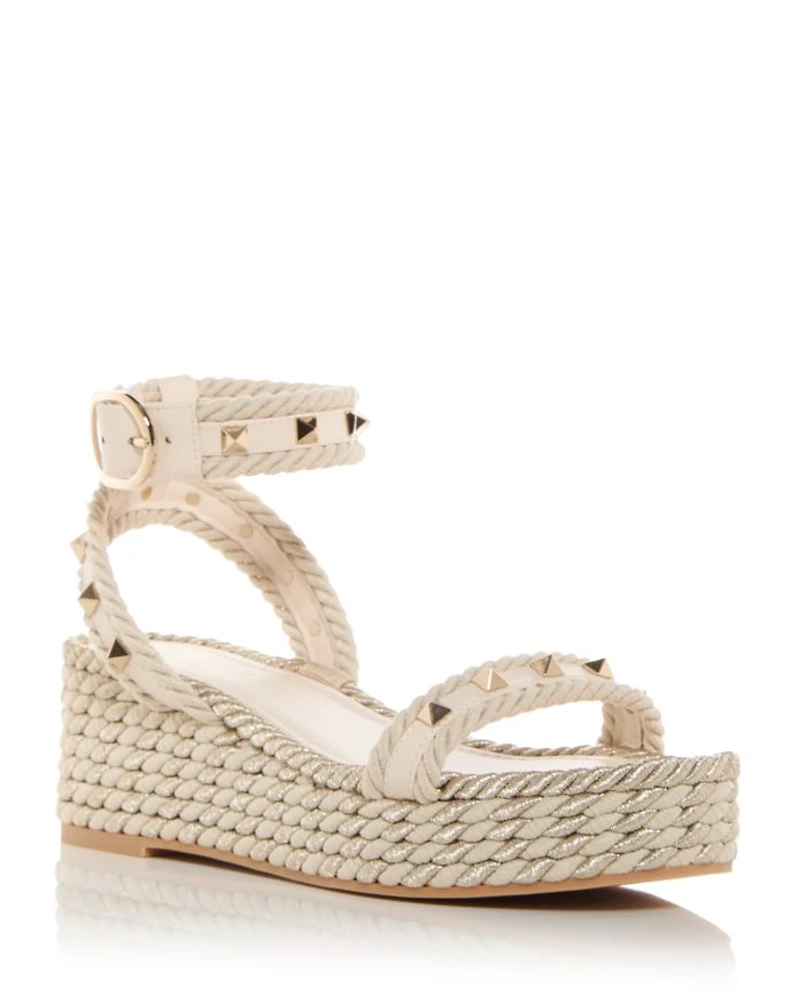 Women's Rockstud Espadrille Wedge Sandals