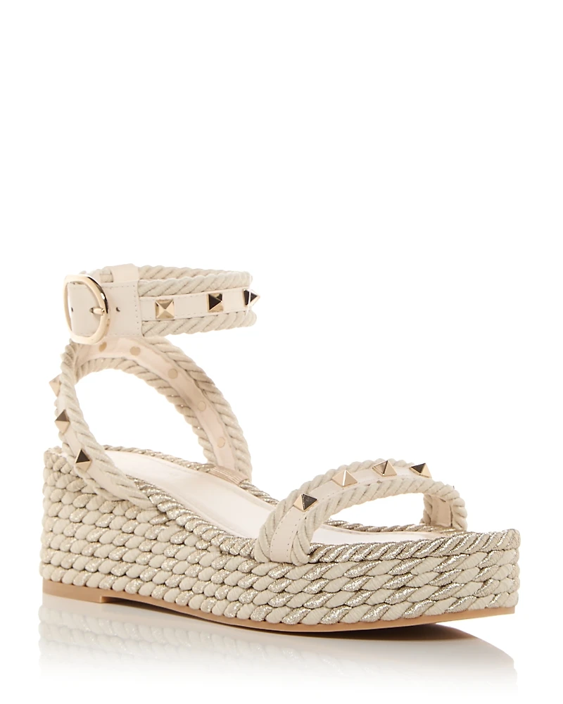Valentino Garavani Women's Rockstud Espadrille Wedge Sandals