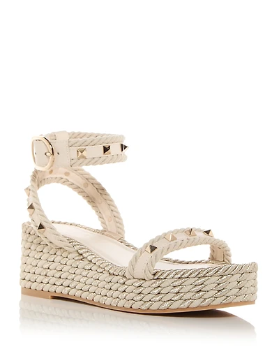 Valentino Garavani Women's Rockstud Espadrille Wedge Sandals