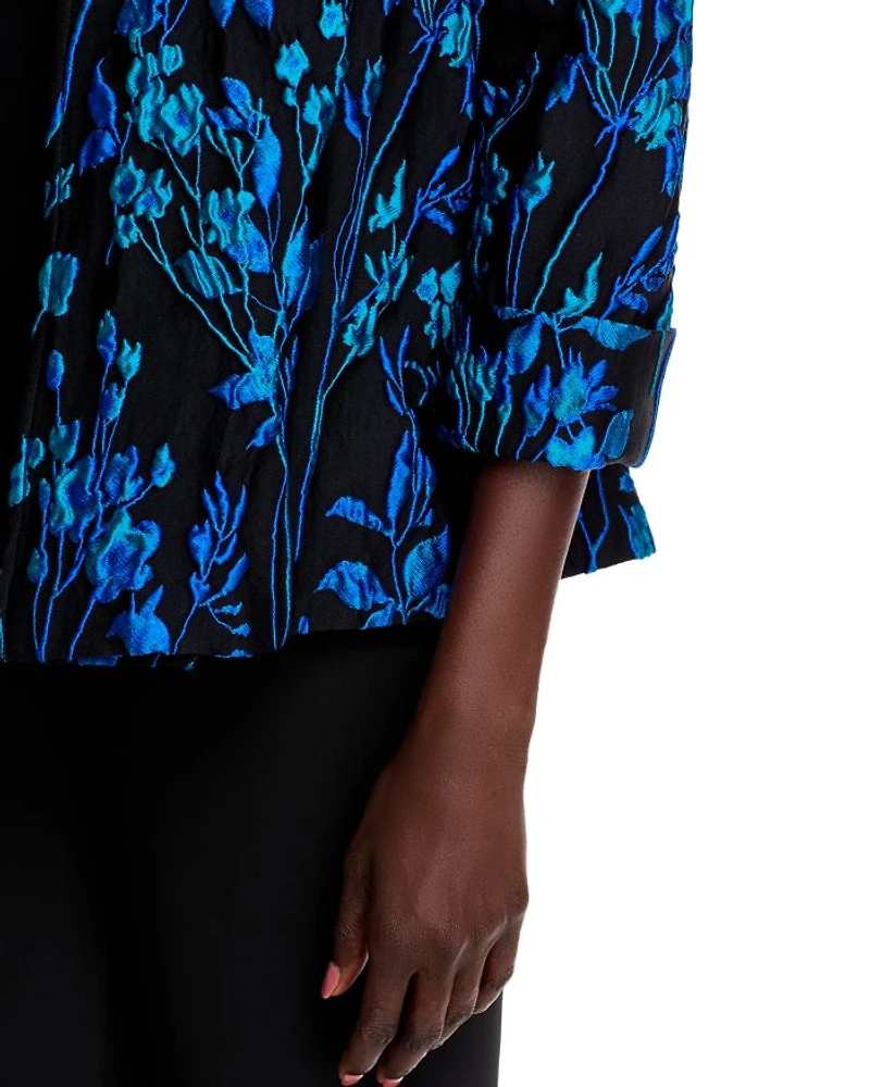 Floral Jacquard A Line Jacket