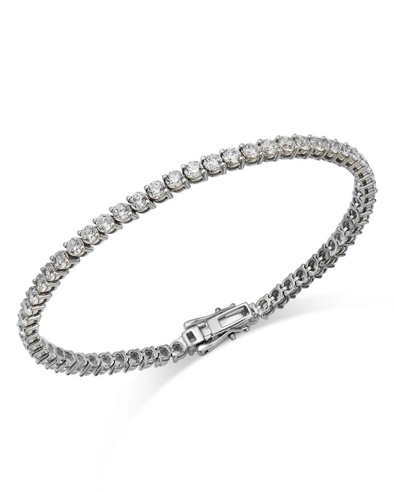 Certified Diamond Double Prong Tennis Bracelet in 14K White Gold, 5.0 tcw