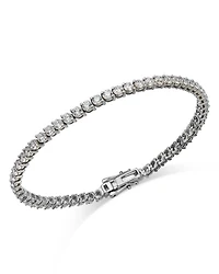 Certified Diamond Double Prong Tennis Bracelet in 14K White Gold, 5.0 tcw
