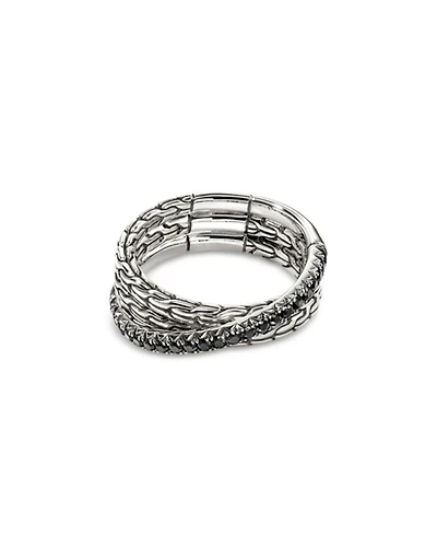 Sterling Silver JH Essentials Black Sapphire Pavé Crossover Statement Ring