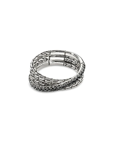 John Hardy Sterling Silver Jh Essentials Sapphire Pave Crossover Statement Ring