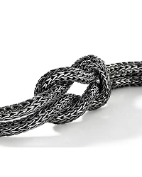 Black Rhodium Plated Sterling Silver Love Knot Woven Chain Statement Bracelet