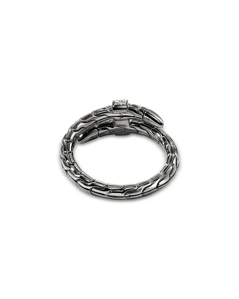 Black Rhodium-Plated Sterling Silver Spear Diamond Wrap Ring