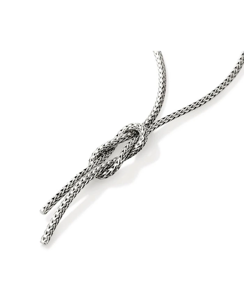 Sterling Silver Love Knot Woven Chain Lariat Necklace, 16-18"