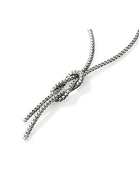 Sterling Silver Love Knot Woven Chain Lariat Necklace, 16-18"