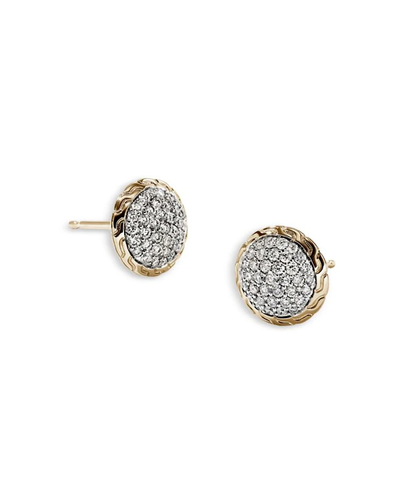 14K Yellow Gold JH Essentials Diamond Pavé Stud Earrings