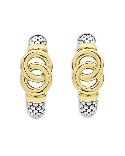14K & 18K Yellow Gold & Sterling Silver Signature Caviar Interlocking Small Hoop Earrings