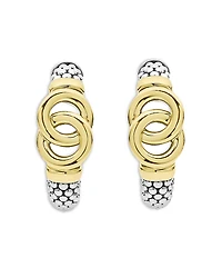 Lagos 14K & 18K Yellow Gold & Sterling Silver Signature Caviar Interlocking Small Hoop Earrings
