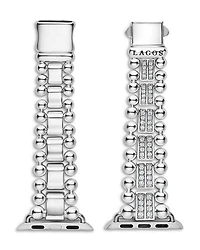 Smart Caviar Sterling Silver Two Row Diamond Apple Watch® Bracelet, 38-45mm