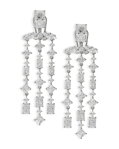 Nadri Rare Jewels Cubic Zirconia Triple Row Chandelier Earrings