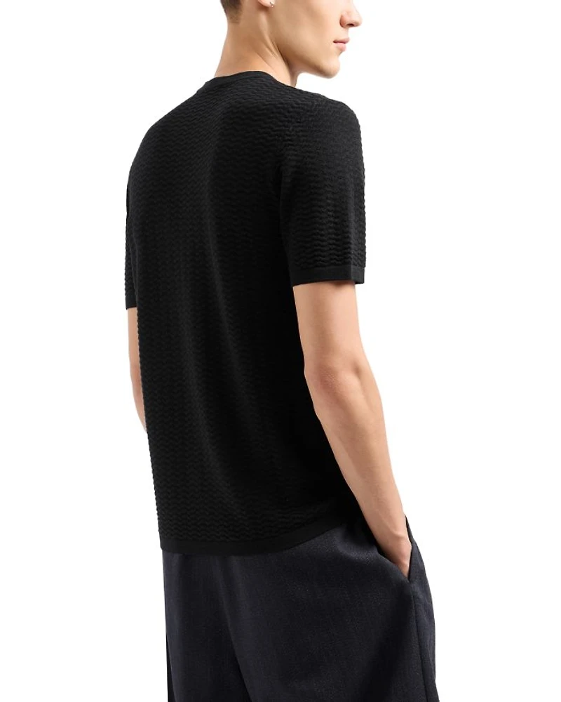 Allover Jacquard Short Sleeve Sweater