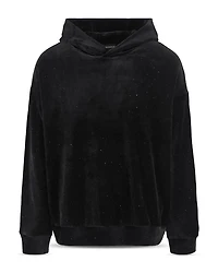 Cotton & Nylon Velour Rhinestone Embellished Regular Fit Hoodie