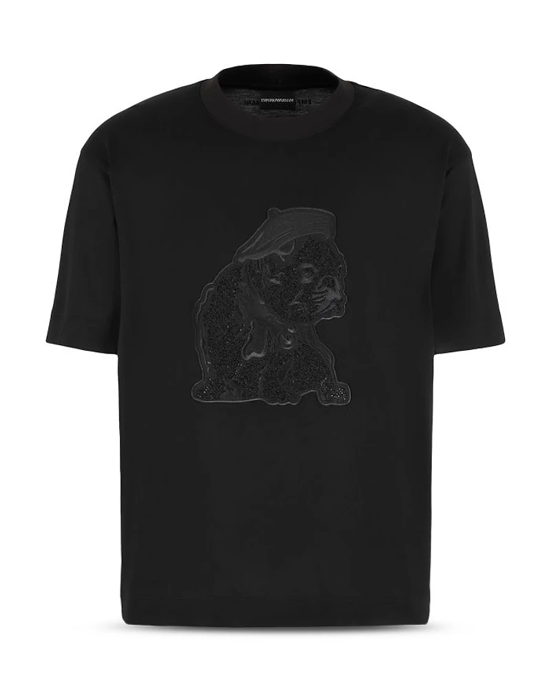 Bulldog Rhinestone Embroidered Tee