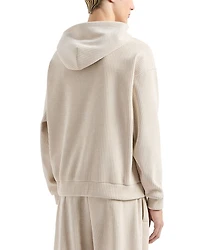 Ribbed Jersey Velvet Hooded Sweatshirt