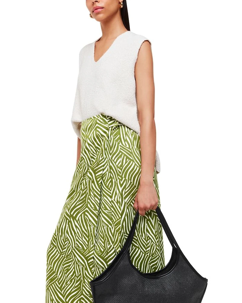 Linear Leaf Wrap Midi Skirt