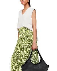 Linear Leaf Wrap Midi Skirt
