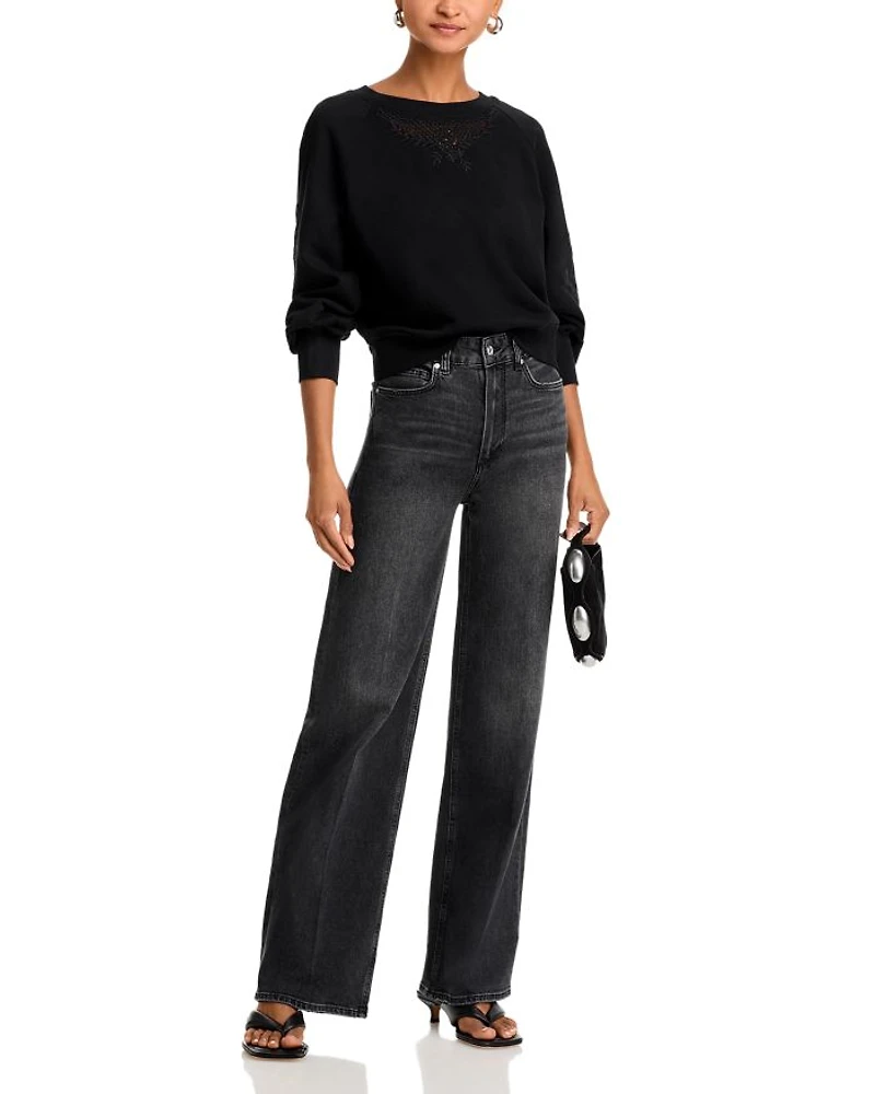 Sasha High Rise Wide Leg Jeans Viper Black Distressed