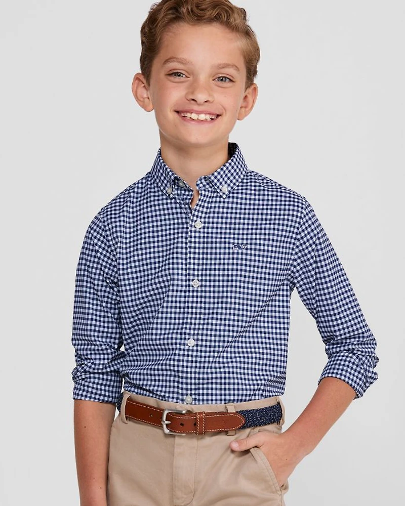 Boys' On-The-Go Brrr° Gingham Button Down Shirt - Little Kid, Big Kid