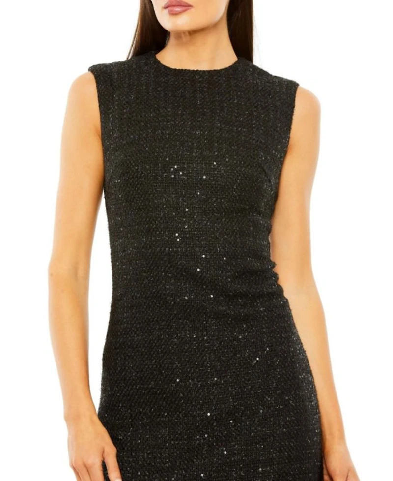 Embellished Feather Trim Shift Dress