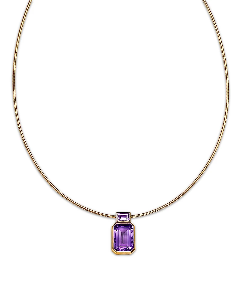 Bloomingdale's Fine Collection Amethyst & Pink Amethyst Emerald Cut Pendant Necklace