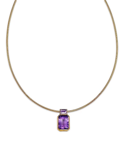 Bloomingdale's Fine Collection Amethyst & Pink Amethyst Emerald Cut Pendant Necklace