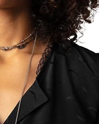 Tiffany Jacquard Wings Silk Blouse