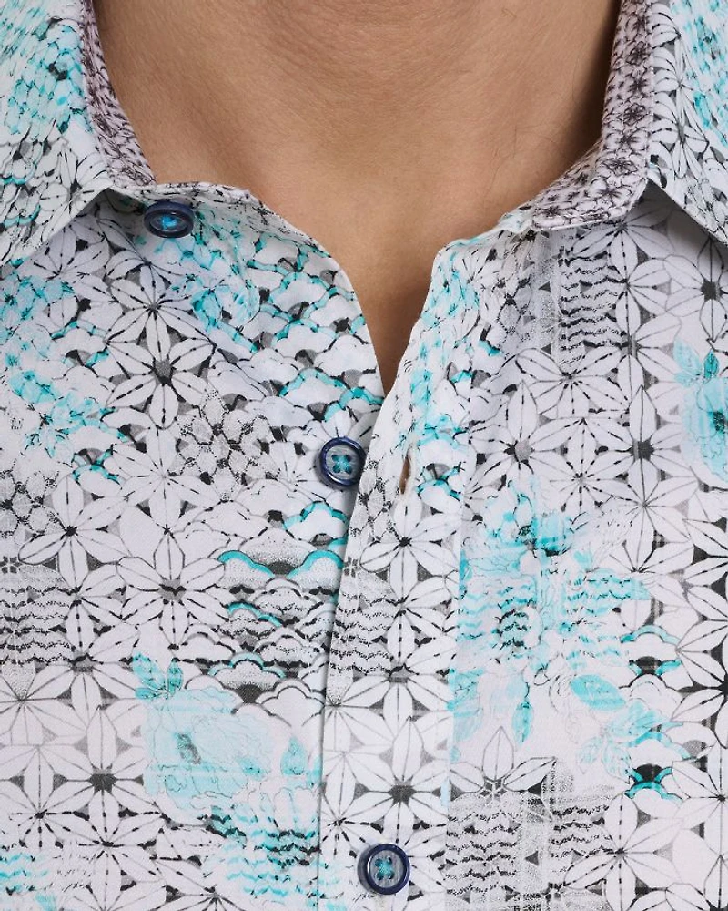Hendriks Button Front Printed Shirt