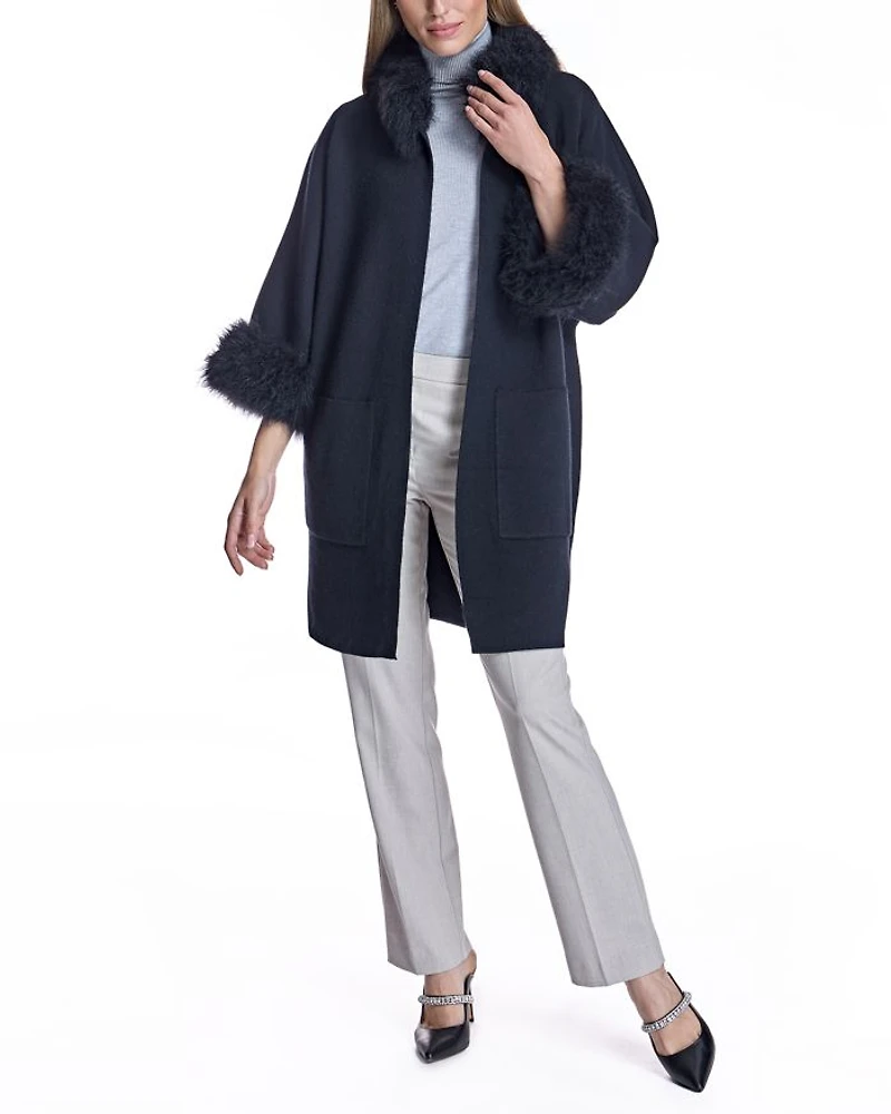 Cashmere Kimono with Goat Trim
