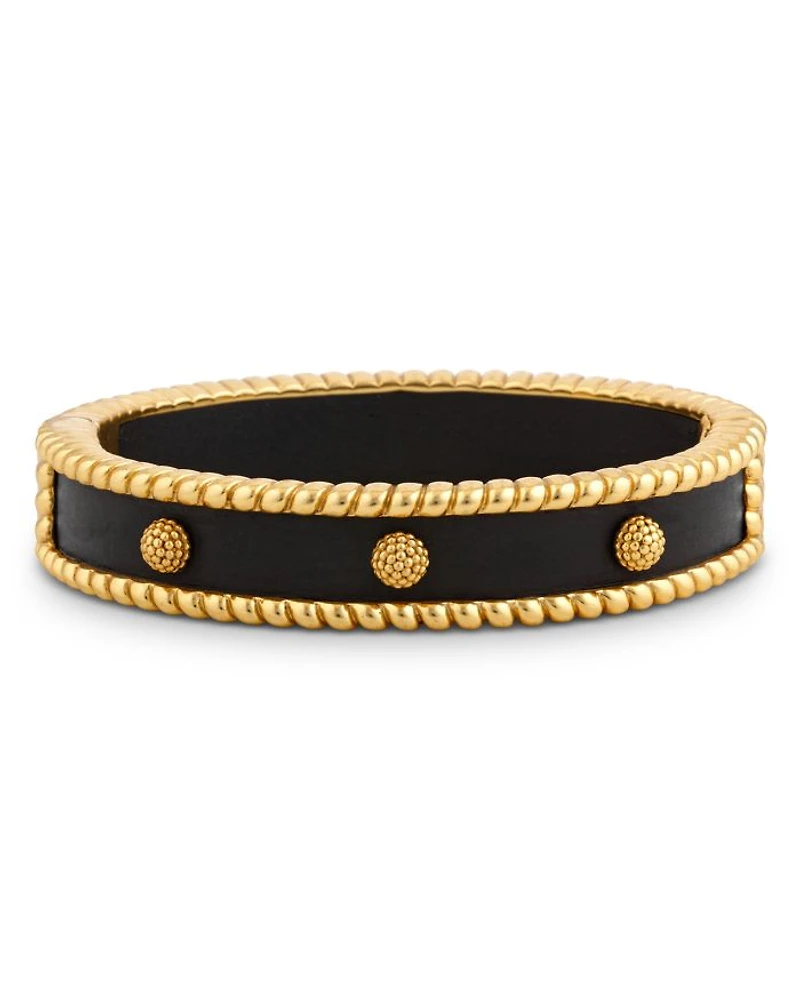Berry Two Tone Beaded Edge Hinged Bangle Bracelet