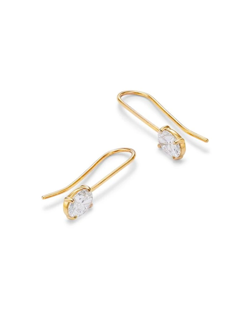 14K Yellow Gold Lab Grown Diamond Oval Drop Earrings