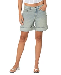 Edikted Cuffed Washed Denim Bermuda Shorts
