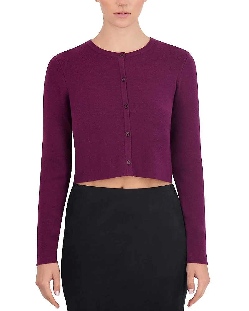 Point Cropped Crewneck Cardigan