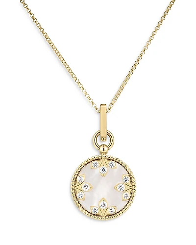 Roberto Coin 18K Yellow Gold Venetian Princess Medallion Mother of Pearl & Diamond Pendant Necklace, 17