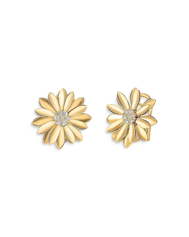 Roberto Coin 18K Yellow Gold Margherita Floral Earrings with Diamonds, 0.18 tcw