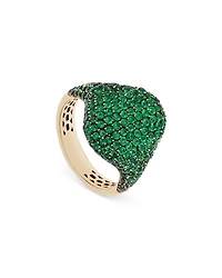 18K Yellow Gold Serpent Emerald Pavé Dome Statement Ring - Exclusive, Italy Campaign