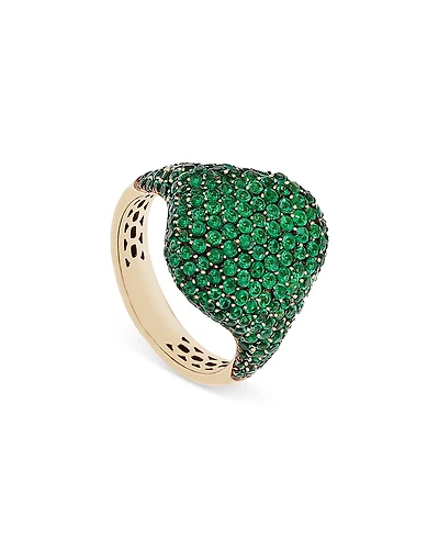 Crivelli 18K Yellow Gold Serpent Emerald Pave Dome Statement Ring - Exclusive, Italy Campaign
