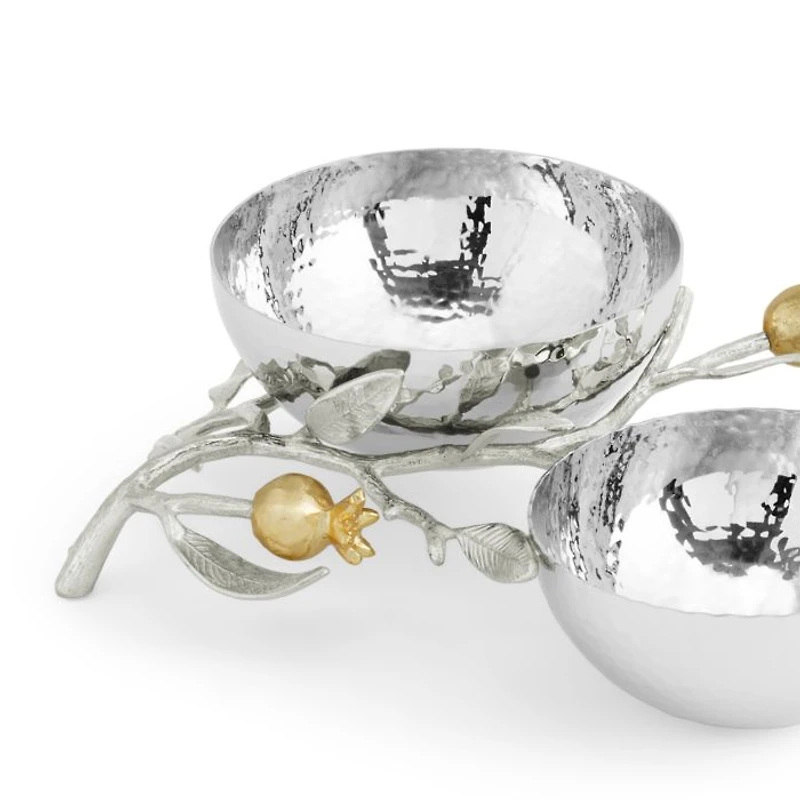 Pomegranate Silver and Gold Double Bowl