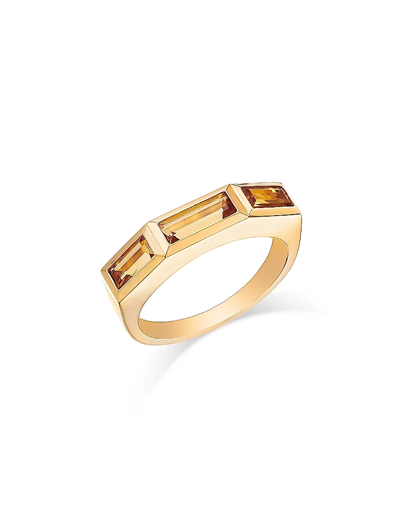 Bloomingdale's Fine Collection Citrine Emerald Cut Three Stone Ring
