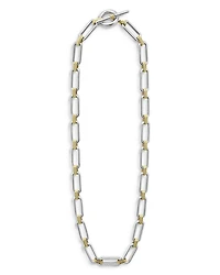 18K Yellow Gold & Sterling Silver Signature Caviar Diamond Station Link Collar Necklace, 18"
