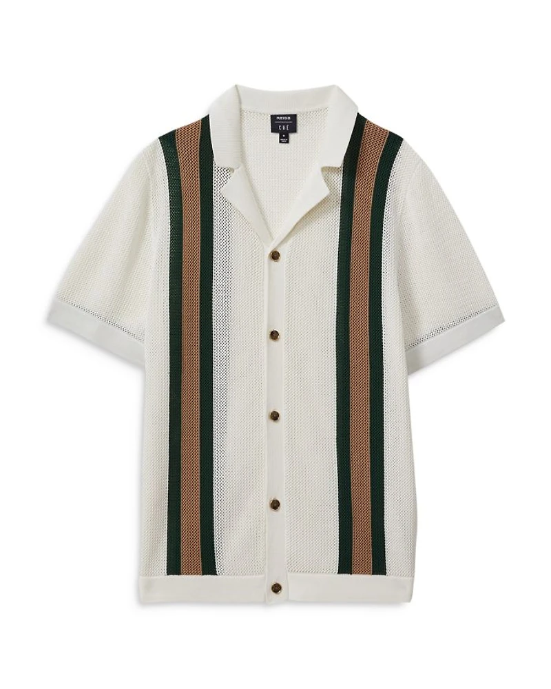 Danube Wide Stripe Button Front Camp Shirt