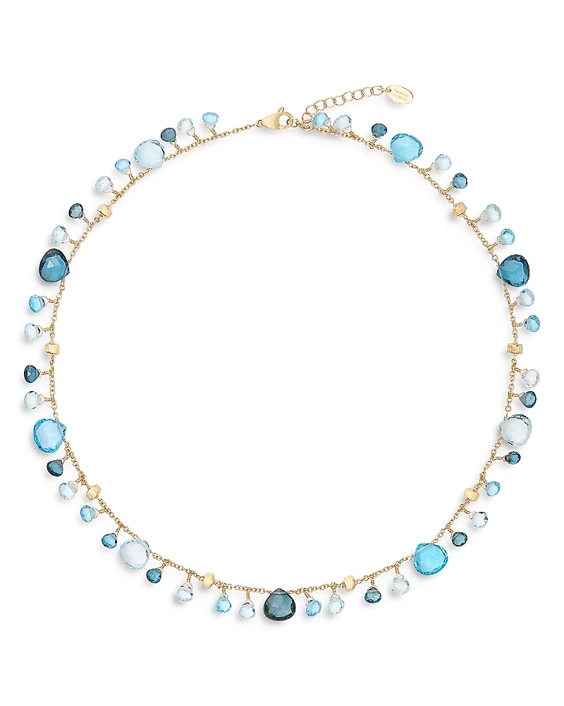 Marco Bicego 18K Yellow Gold Paradise Topaz London Blue & Swiss Blue Topaz Dangling Collar Necklace, 16.5-18